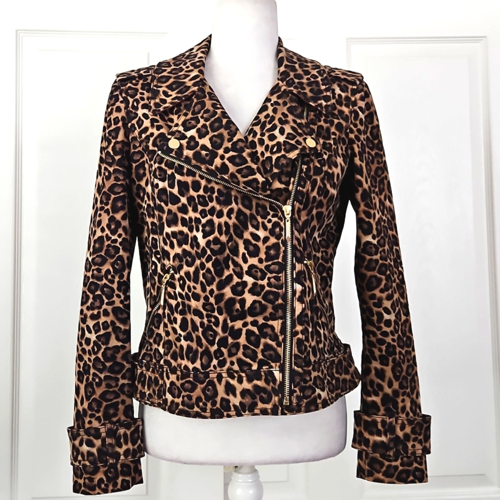 WHBM Leopard Moto Style Jacket